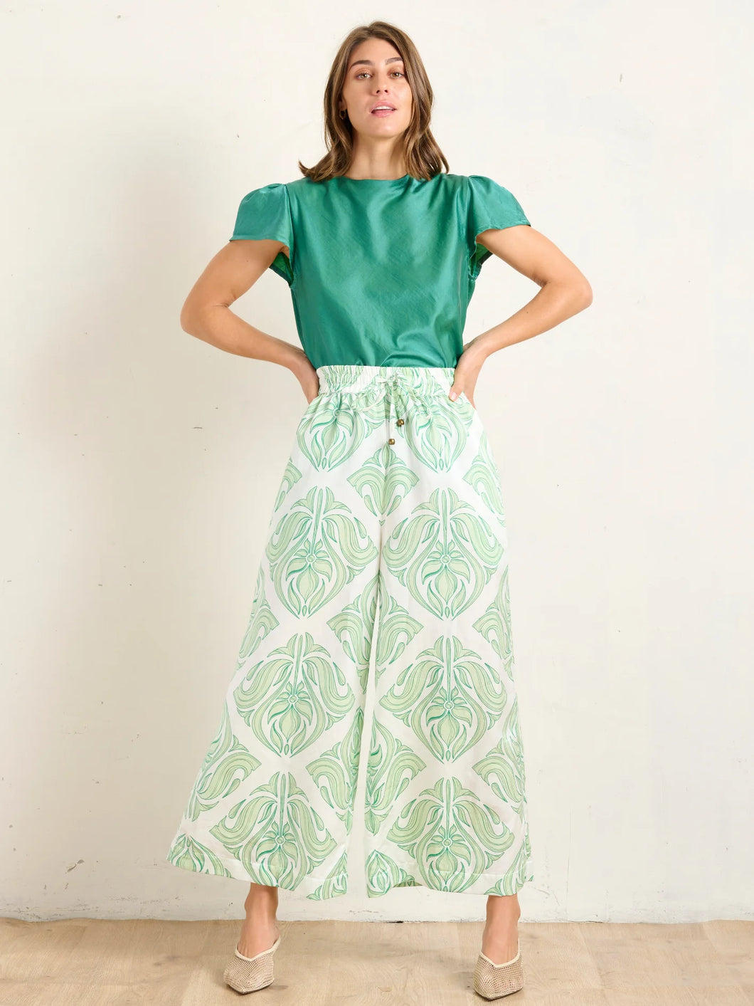 SILKY PALAZZO PANT - PALAZZA JADE