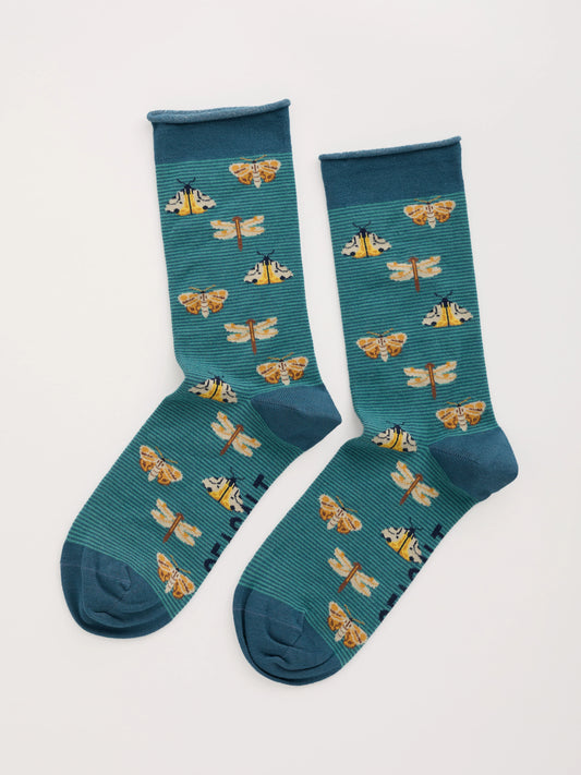WOMEN’S BAMBOO ARTY SOCKS - SUNSHADE KINGFISHER
