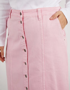 FLORENCE BUTTON THROUGH DENIM SKIRT - SPLENDID PINK