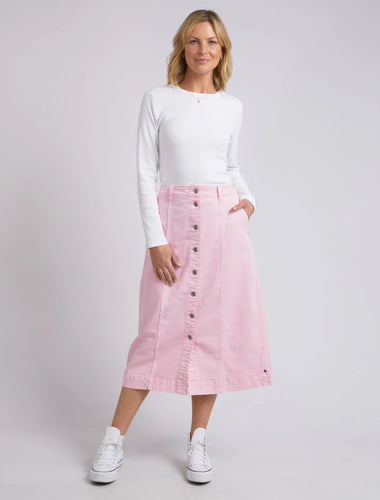 FLORENCE BUTTON THROUGH DENIM SKIRT - SPLENDID PINK