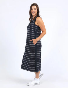 ELYSSIAN DRESS - NAVY & WHITE STRIPE