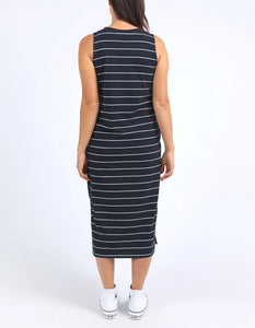 ELYSSIAN DRESS - NAVY & WHITE STRIPE