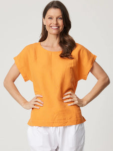 VICKY ROUND NECK TOP - LINEN