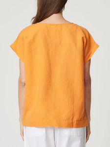 VICKY ROUND NECK TOP - LINEN