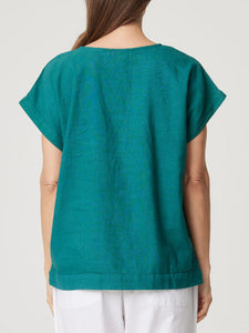 VICKY ROUND NECK TOP - LINEN