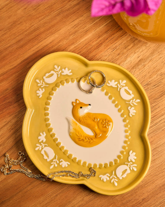 RETRO FOLK STONEWARE FOXY DISH