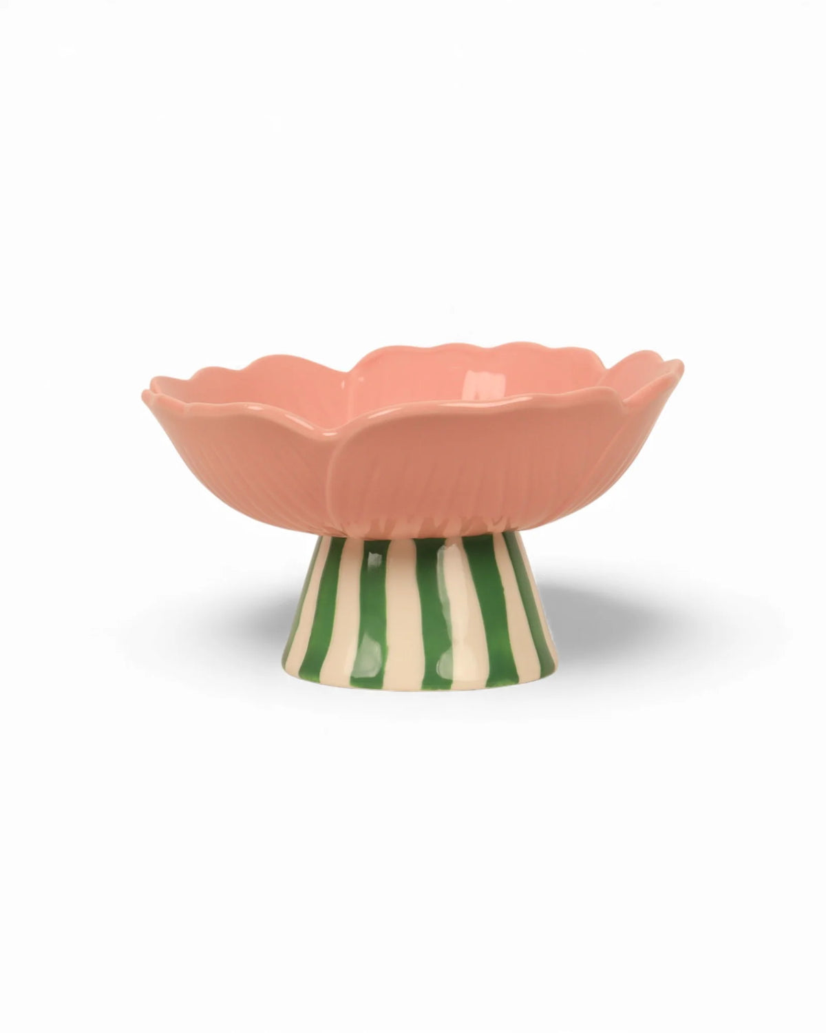 BLUSH STONEWARE FLOWER BOWL ON STAND