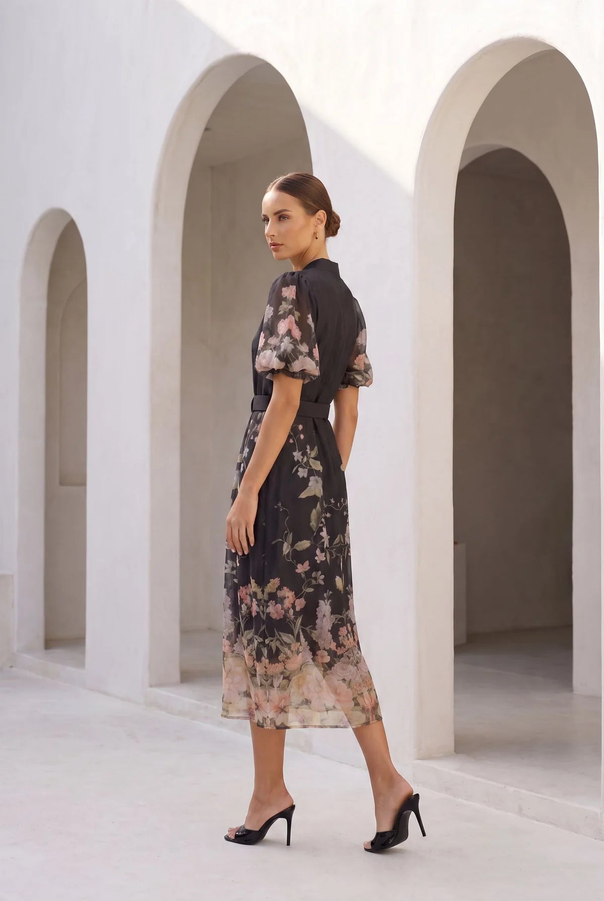 LOUETTA PRINTED DRESS - BLACK