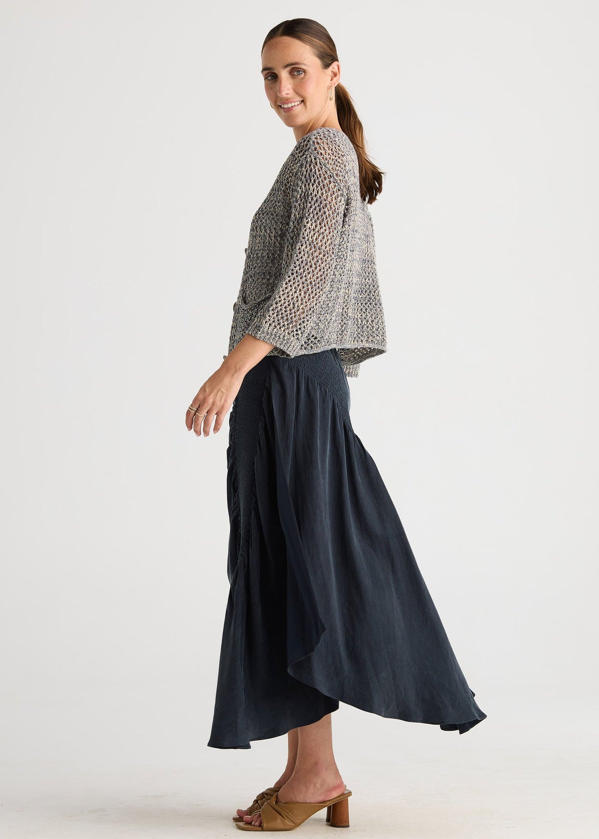 COLOUR MIX CARDI - GRAPHITE