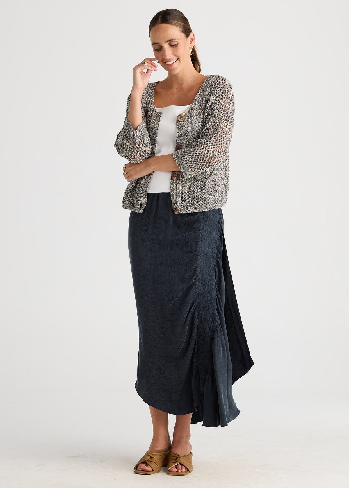 COLOUR MIX CARDI - GRAPHITE