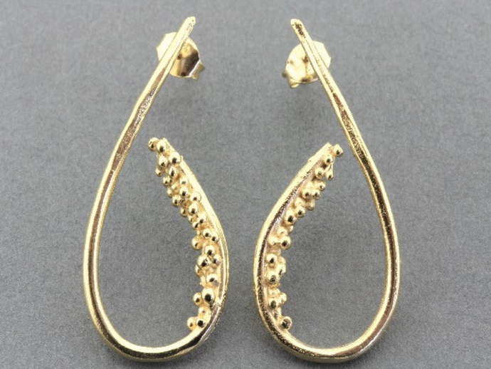 BEADED TEARDROP EARRING - GOLD OVER SILVER