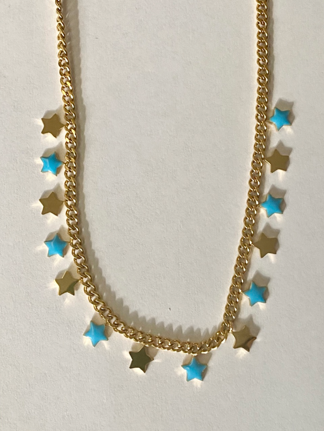 GOLD & TURQUOISE STAR PENDANT NECKLACE