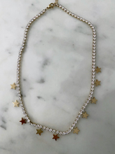 Load image into Gallery viewer, DIAMANTE GOLD STAR PENDANT NECKLACE