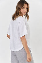 Load image into Gallery viewer, LINEN SHORT SLEEVE TOP - WHITE