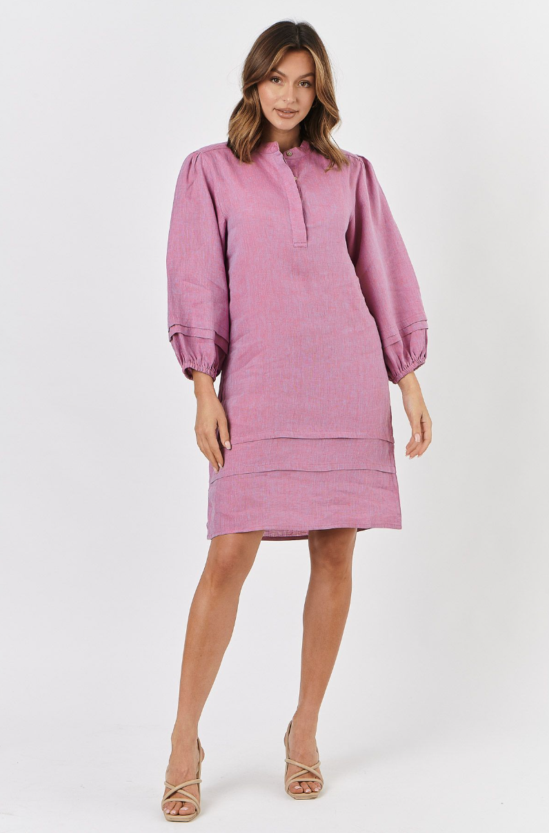 Hamilton linen balloon store sleeve mini dress