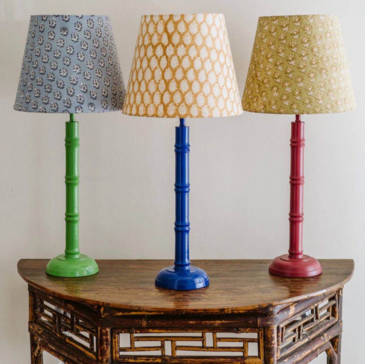 BAMBOO LAMP BASE - ROYAL BLUE LACQUERED