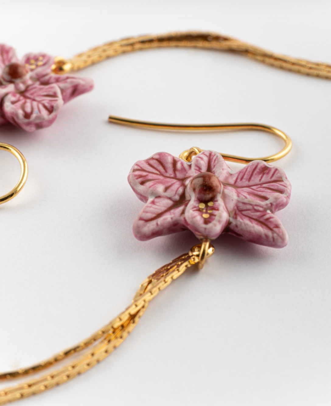 GOLDEN STRINGS PINK ORCHID EARRINGS
