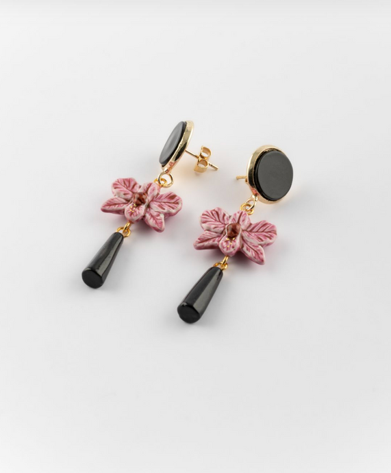 PINK ORCHID PENDANT EARRINGS