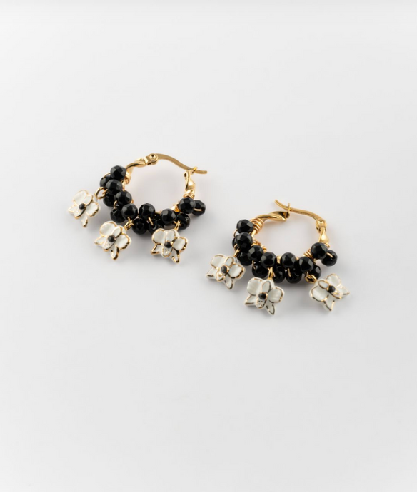 DANGLING WHITE ORCHID EARRINGS