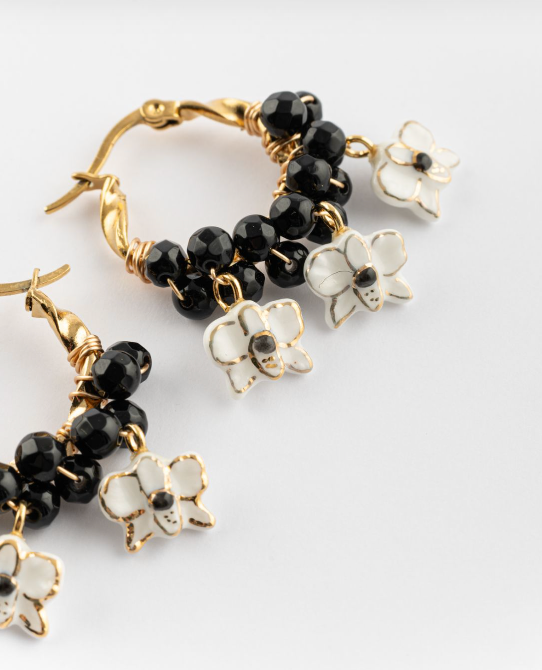 DANGLING WHITE ORCHID EARRINGS