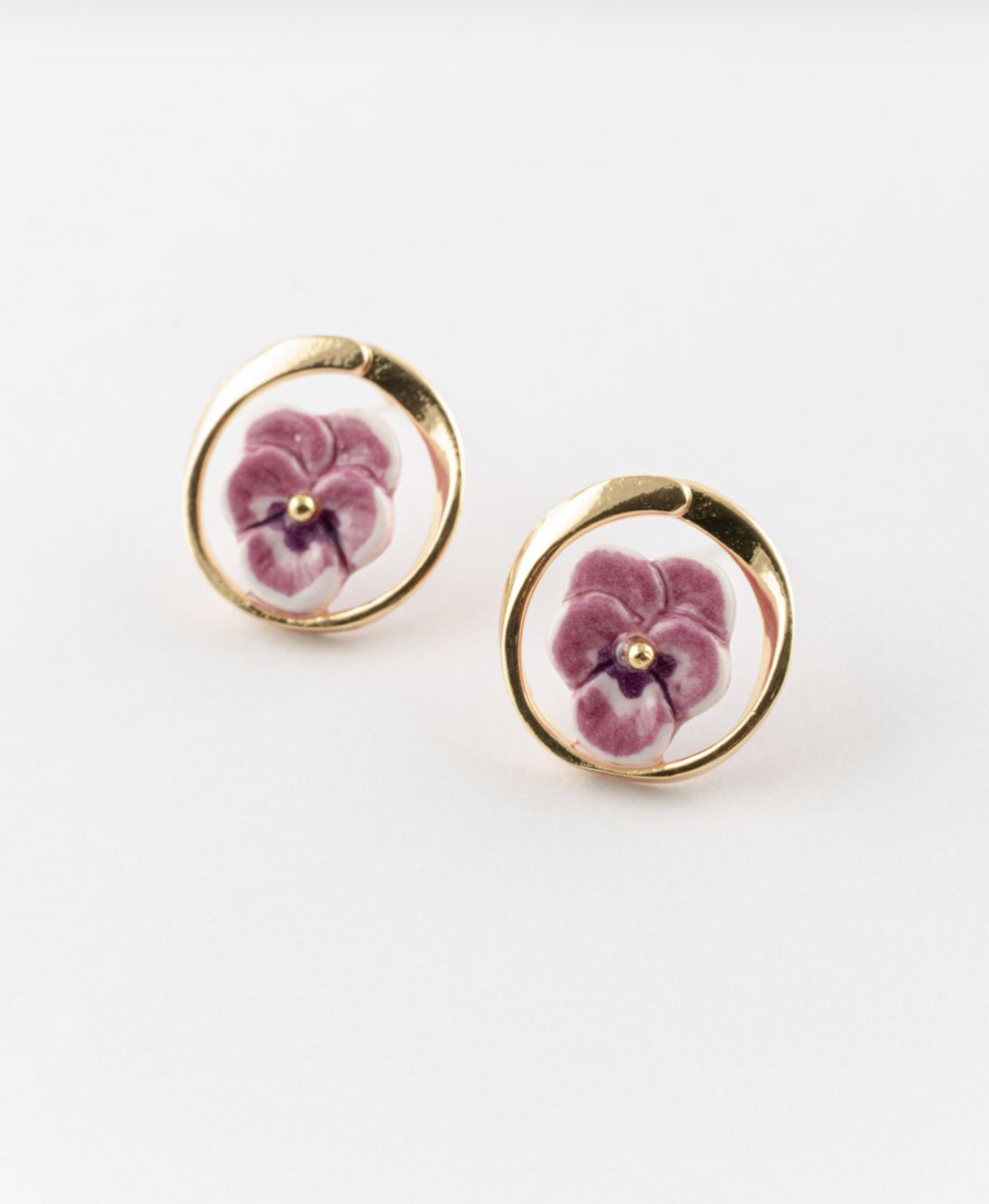 PANSY ON A HOOP STUD EARRINGS