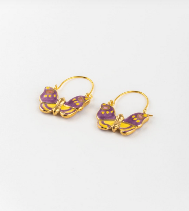 FIGS AND FLOWERS BUTTERFLY HOOP EARRINGS