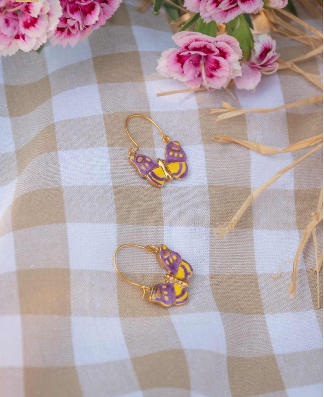 FIGS AND FLOWERS BUTTERFLY HOOP EARRINGS