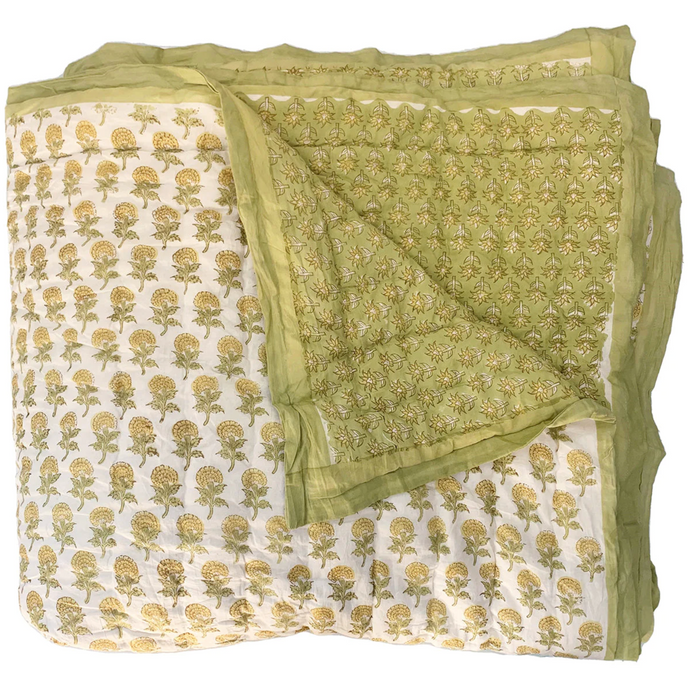 REVERSIBLE QUILT - MINI BOUTI GREEN