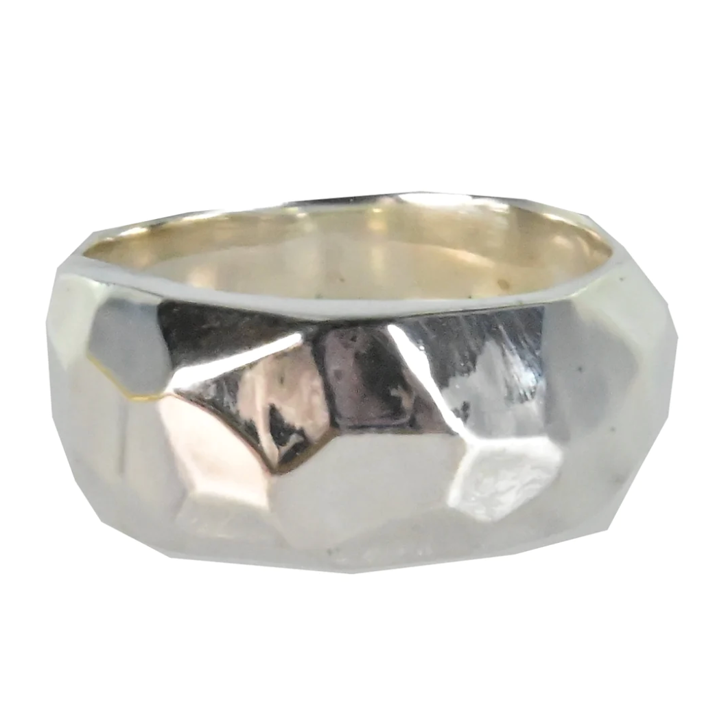 FLOW FACETED STERLING SILVER RING