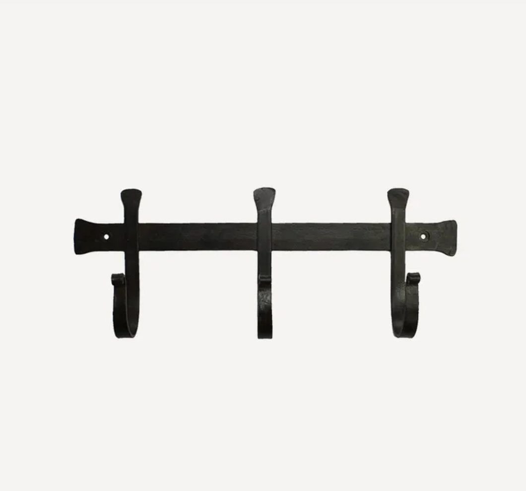 CHUNKY IRON TRIPLE COAT HOOK BLACK