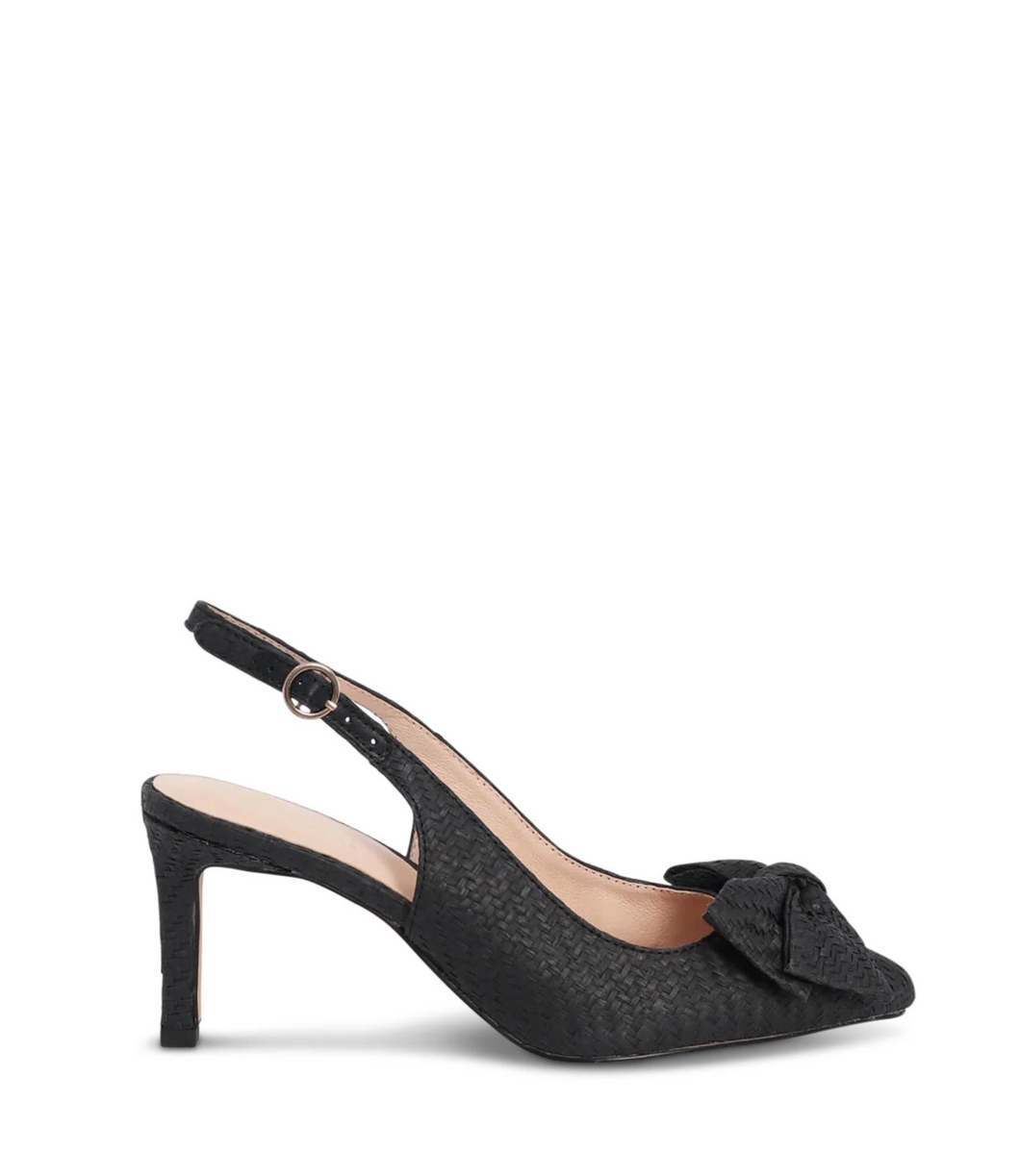 AMELINE BLACK RAFFIA SLING BACK PUMP