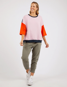 MAZIE SWEAT - COLOUR BLOCK PINK TANGELO NAVY