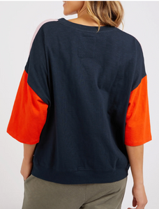 MAZIE SWEAT - COLOUR BLOCK PINK TANGELO NAVY