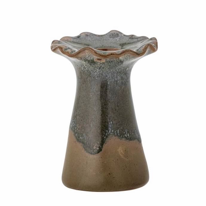 AKEEM STONEWARE CANDLE HOLDER - BROWN