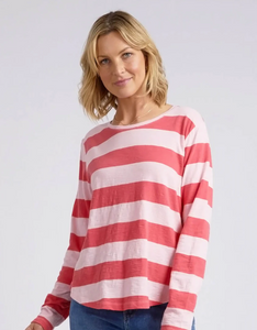 ELM SPRITZ STRIPE L/S TEE - CORAL