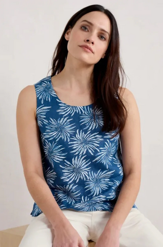 LIGHTHOUSE STATION VEST TOP - SEA FLOWER DARK VOYAGE