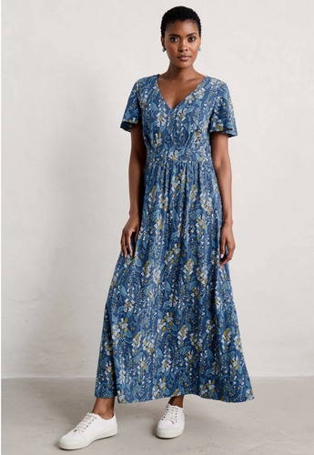 CHATEAUX MAXI DRESS - LINO FOXGLOVE MARINE