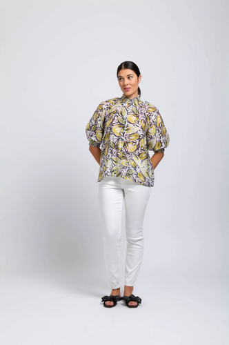 SHIRR BLISS TOP - TROPICS