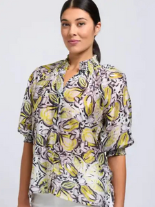 SHIRR BLISS TOP - TROPICS