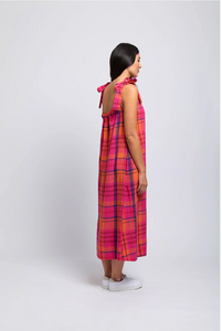 BALI TIE DRESS - PINK CHECK