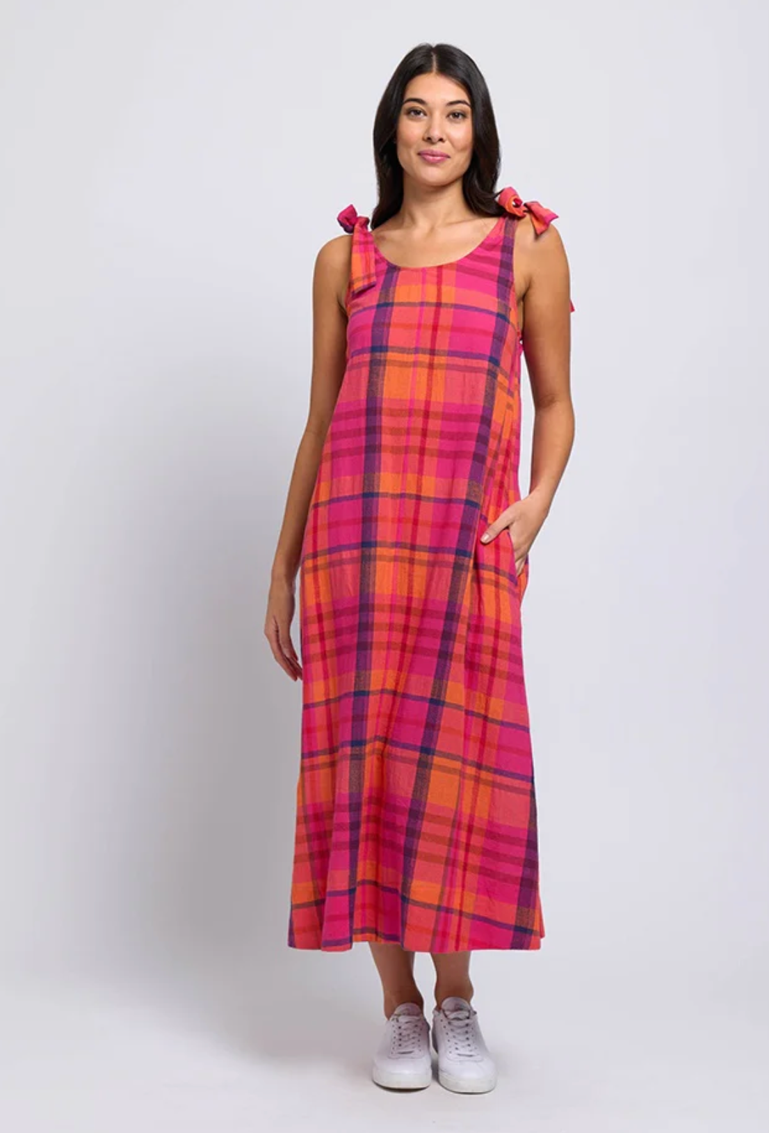 BALI TIE DRESS - PINK CHECK