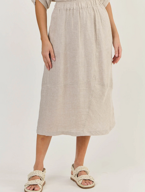 LINEN ASYMMMETRIC SKIRT - DUNE