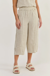 LINEN PANTS - NOUGAT CHECK