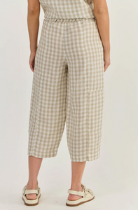 LINEN PANTS - NOUGAT CHECK