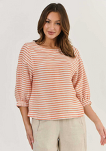 Load image into Gallery viewer, LINEN ELBOW SLEEVE TOP - TAMARIND SLICE