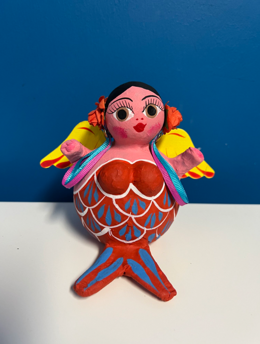 PAPER MACHE MERMAID BOTERO - SITTING WITH WINGS