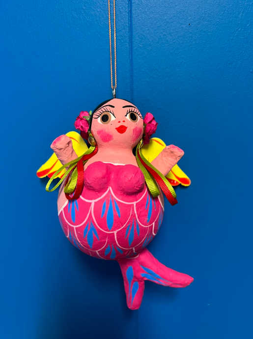 PAPER MACHE MERMAID BOTERO - HANGING WITH WINGS
