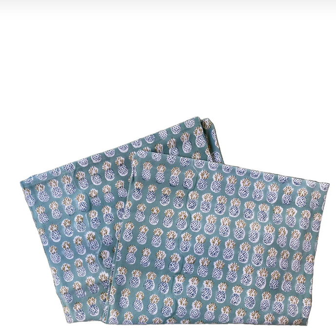 DUCK EGG BLUE PINEAPPLE TABLECLOTH - SMALL