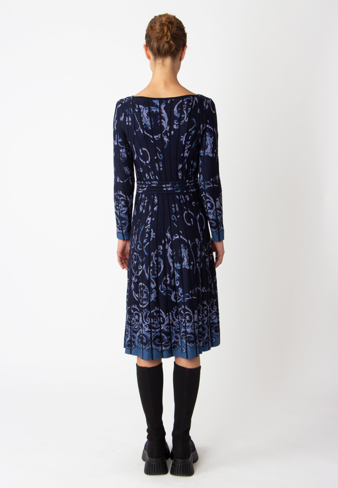 JACQUARD DRESS - ILLUMINATION PATTERN NAVY