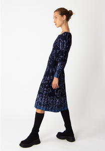 JACQUARD DRESS - ILLUMINATION PATTERN NAVY